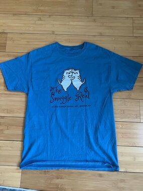 Blue "The Snuggle Is Real" Cat Graphic Tee - Mid Hudson Animal Aid